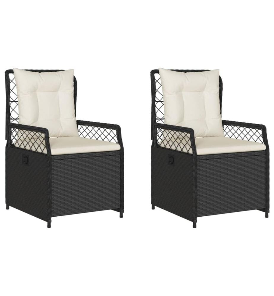 Gartensessel 2 Stk. Verstellbar Schwarz Poly Rattan