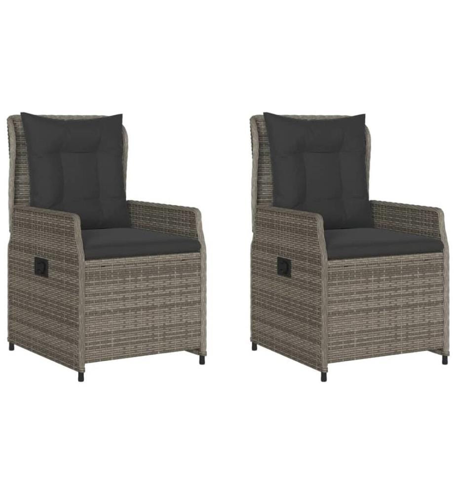 Gartensessel 2 Stk. Verstellbar Grau Poly Rattan