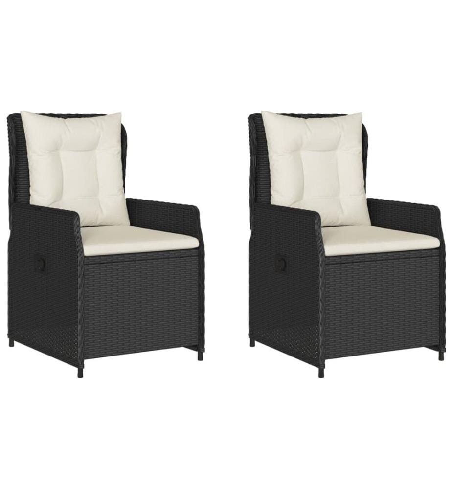 Gartensessel 2 Stk. Verstellbar Schwarz Poly Rattan