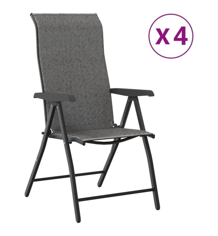 Gartenstühle 4 Stk. Klappbar Grau Poly Rattan
