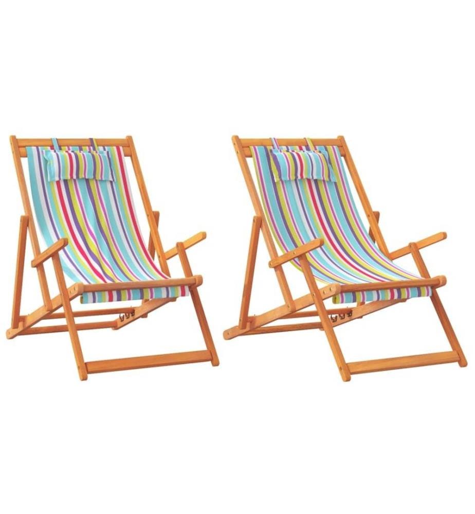 Chaises de plage pliables lot de 2 multicolore tissu