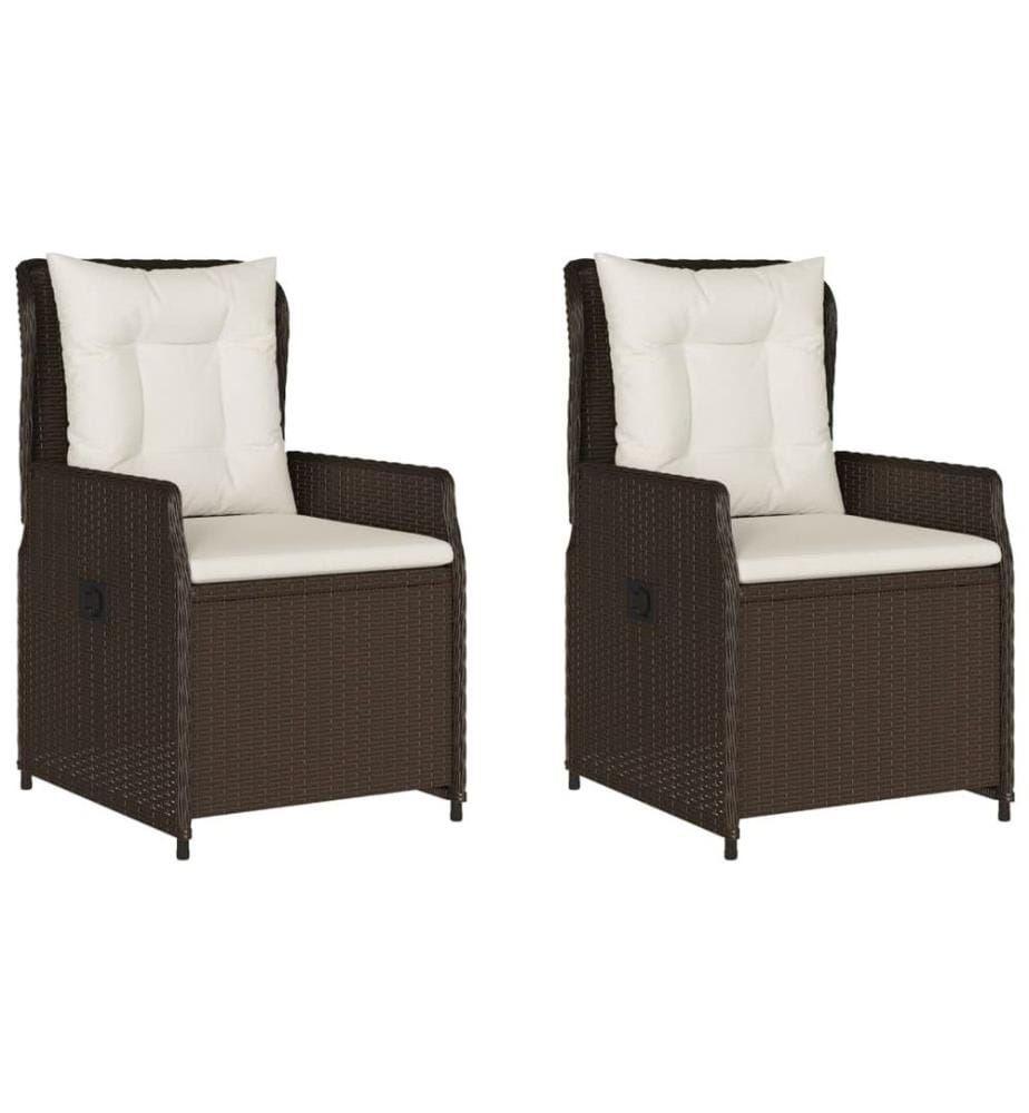 Gartensessel 2 Stk. Verstellbar Braun Poly Rattan