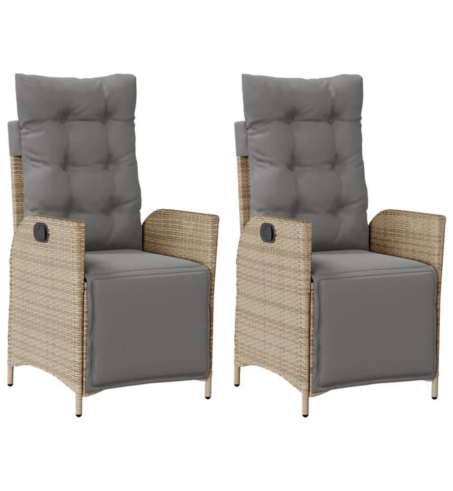 Gartensessel mit Fussteil 2 Stk. Verstellbar Poly Rattan
