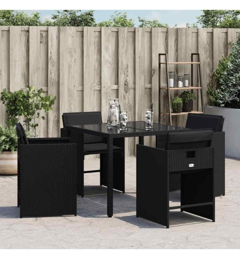 Gartenstühle mit Kissen 4 Stk. Schwarz Poly Rattan