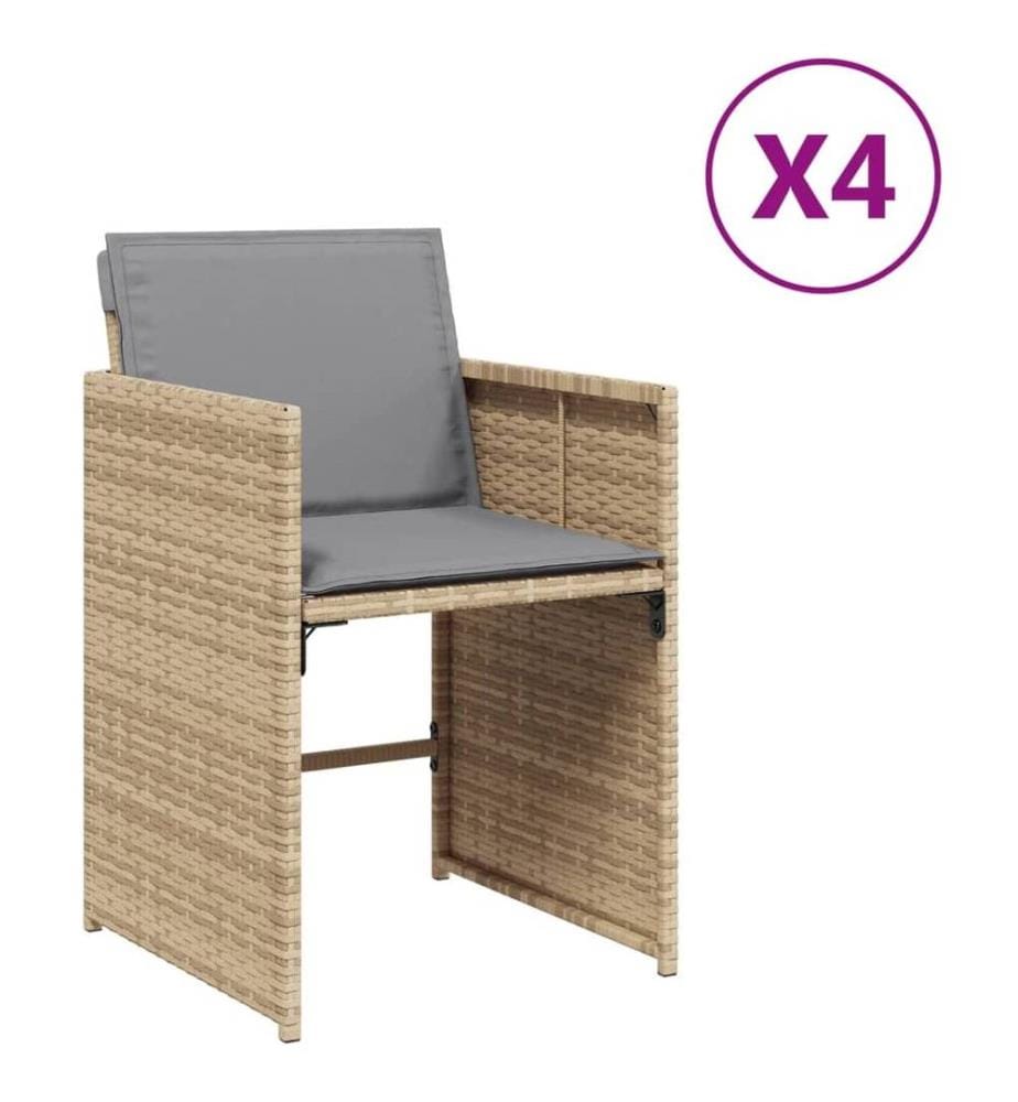 Gartenstühle mit Kissen 4 Stk. Beigemischung Poly Rattan