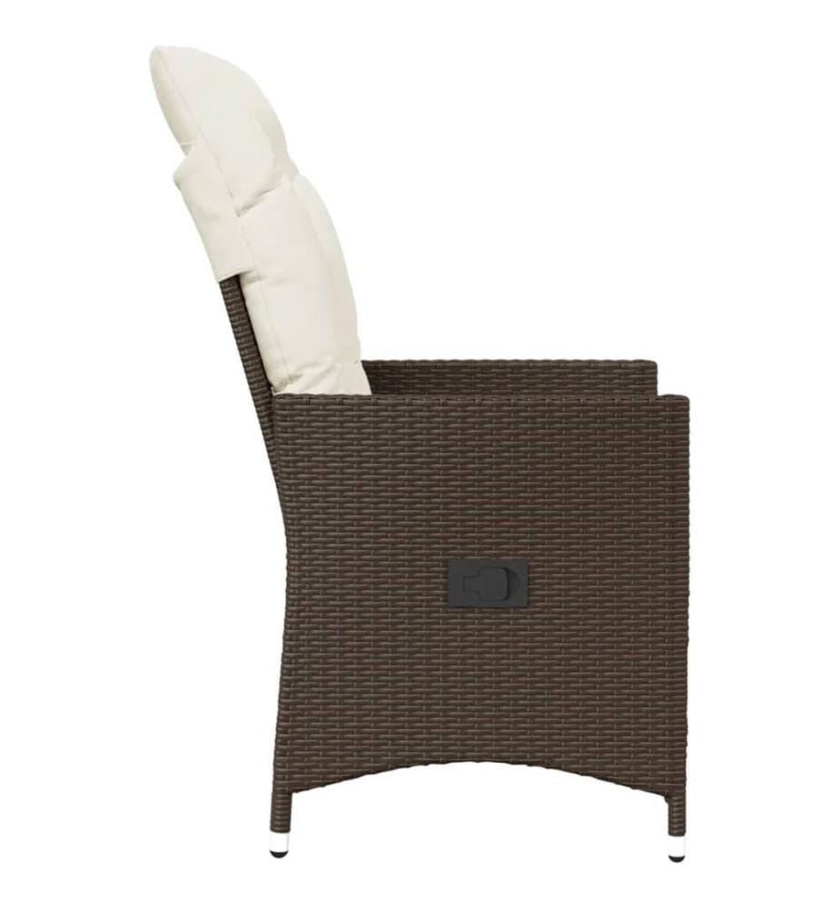 Gartensessel Verstellbar mit Kissen Braun Poly Rattan