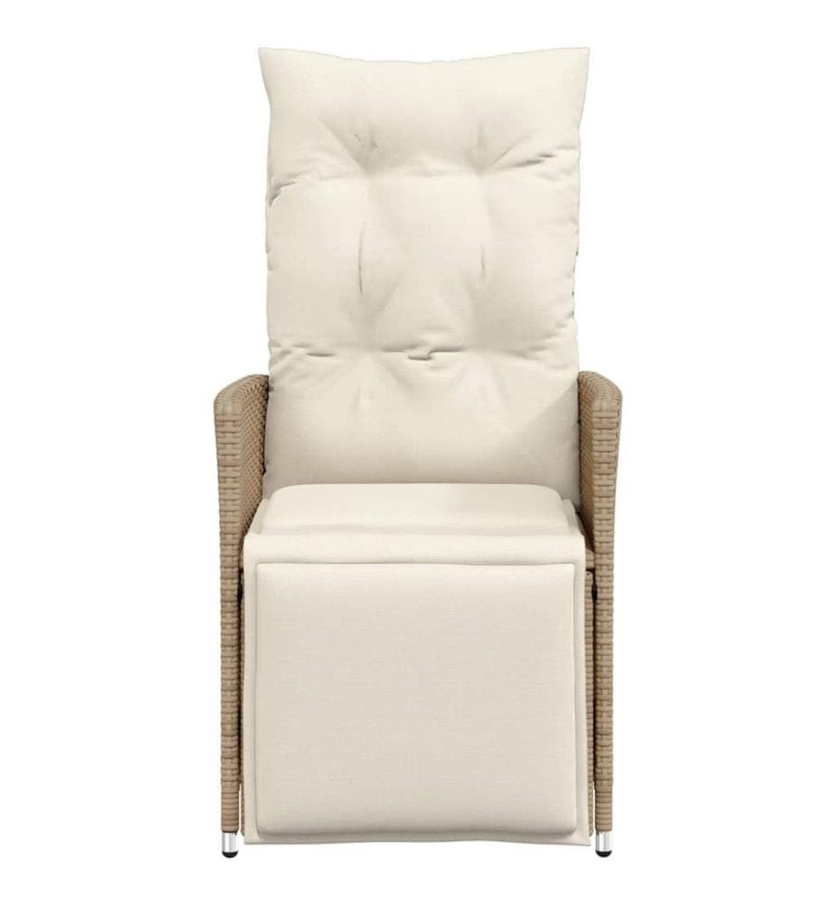 Chaises inclinables de jardin lot de 2 et coussins beige rotin