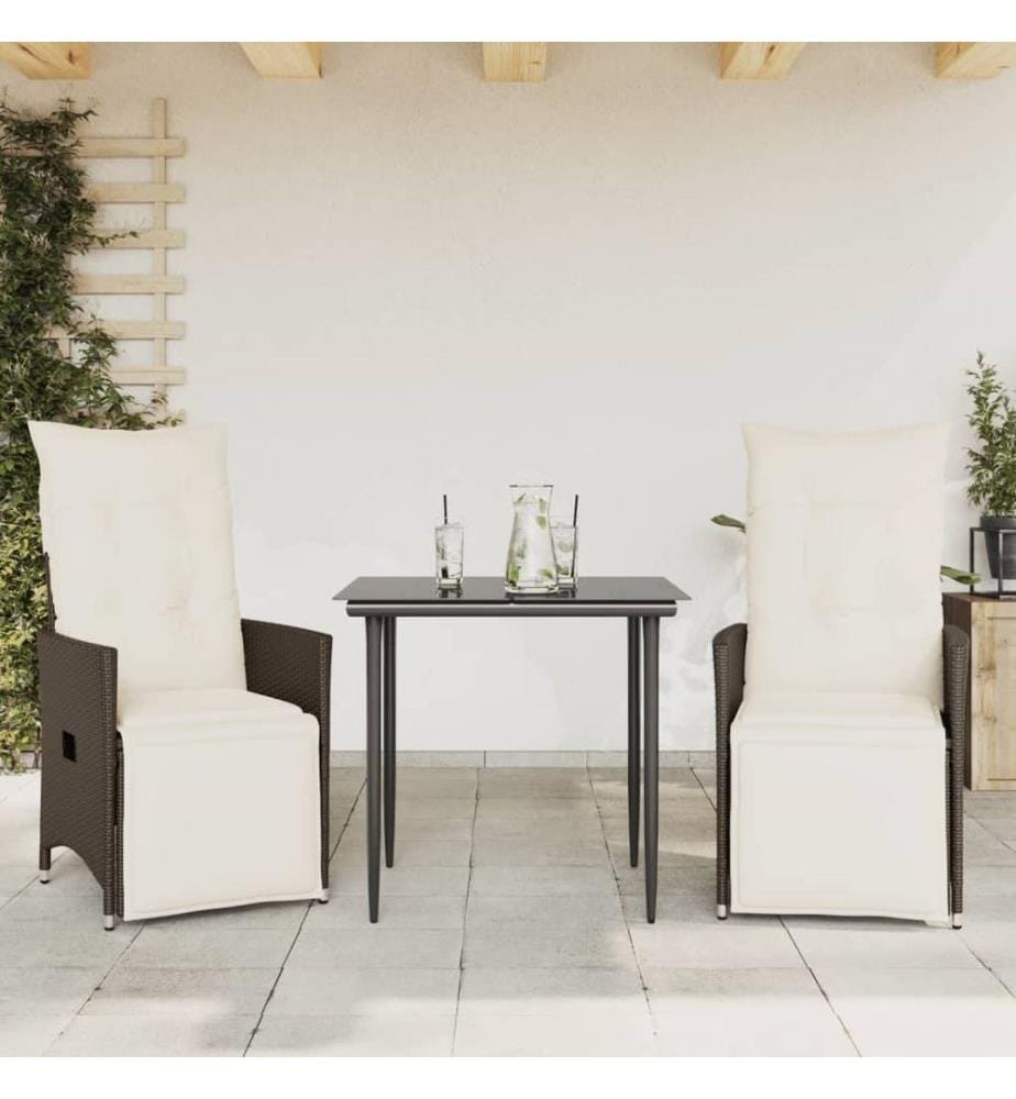 Gartensessel mit Kissen 2 Stk. Verstellbar Braun Poly Rattan