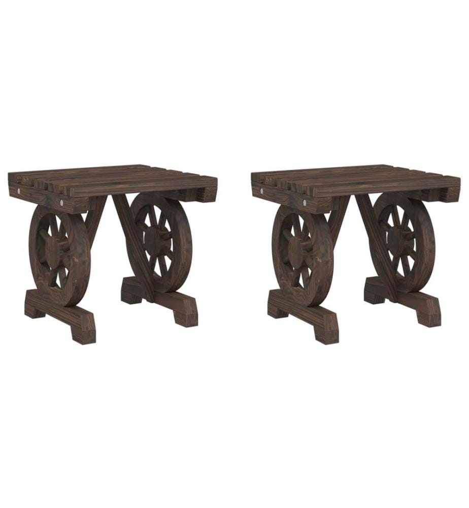 Garten-Fusshocker 2 Stk. Massivholz Tanne