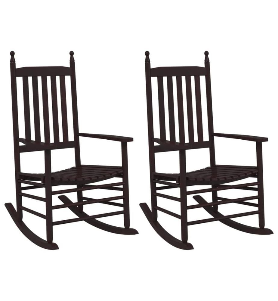 Chaises à bascule sièges incurvés lot de 2 brun peuplier massif