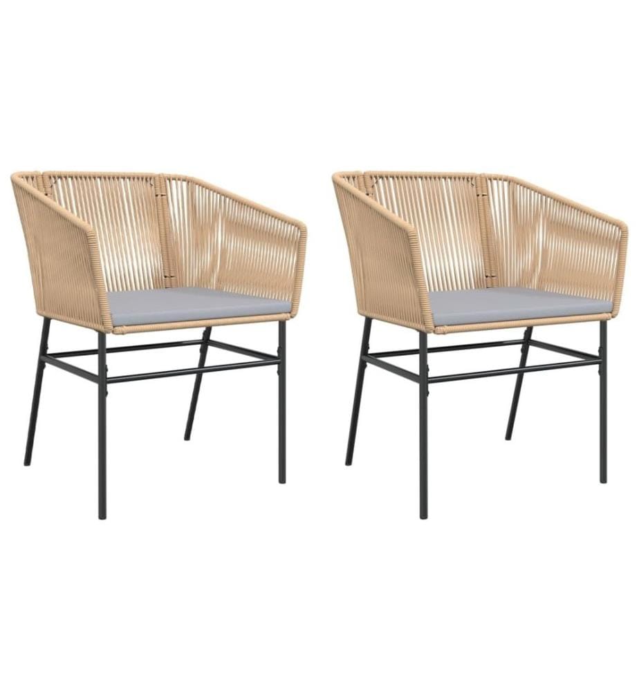 Gartenstühle 2 Stk. mit Kissen Braun Poly Rattan