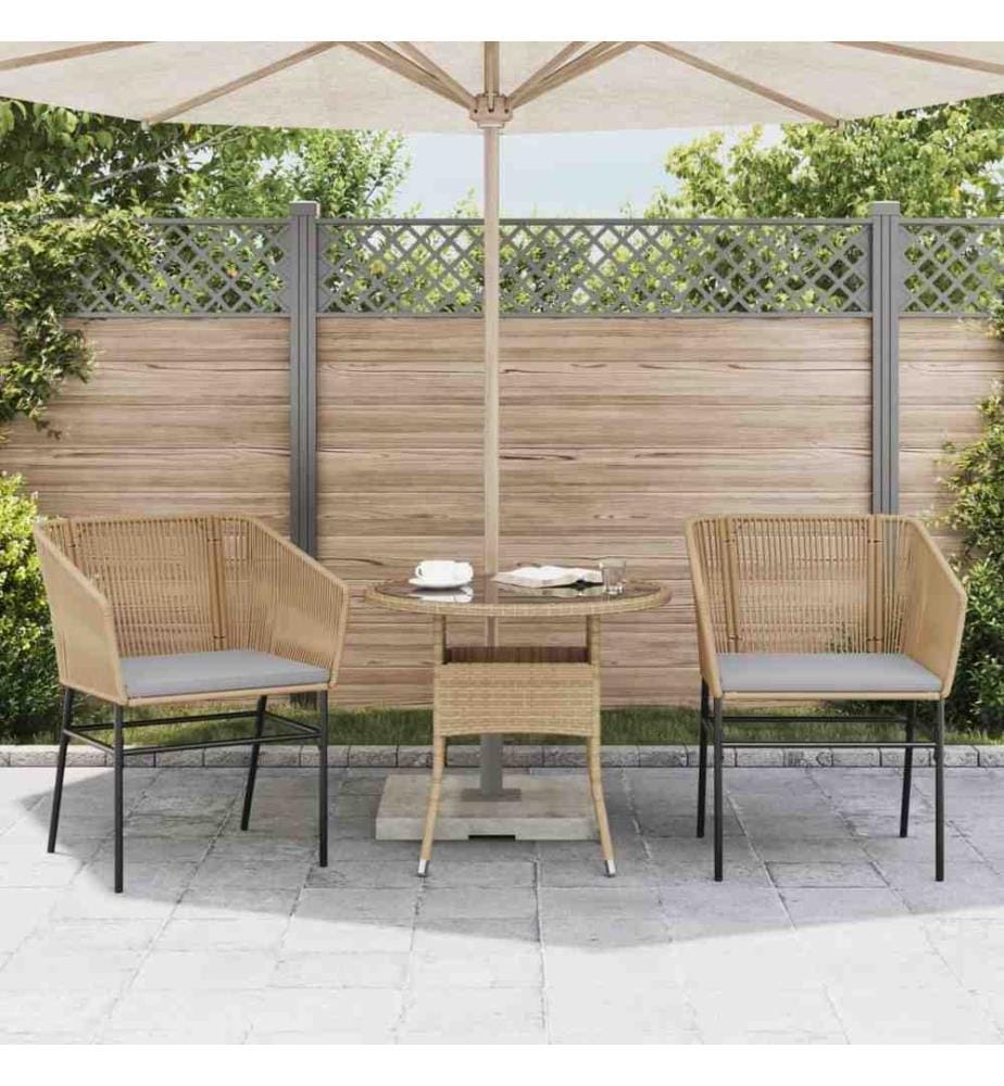 Gartenstühle 2 Stk. mit Kissen Braun Poly Rattan