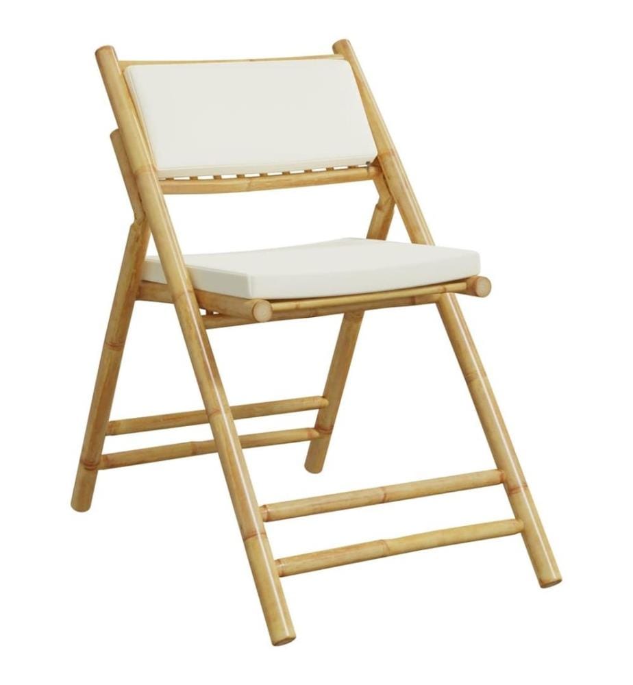 Chaises de bistro pliantes lot de 6 et coussins blanc crème