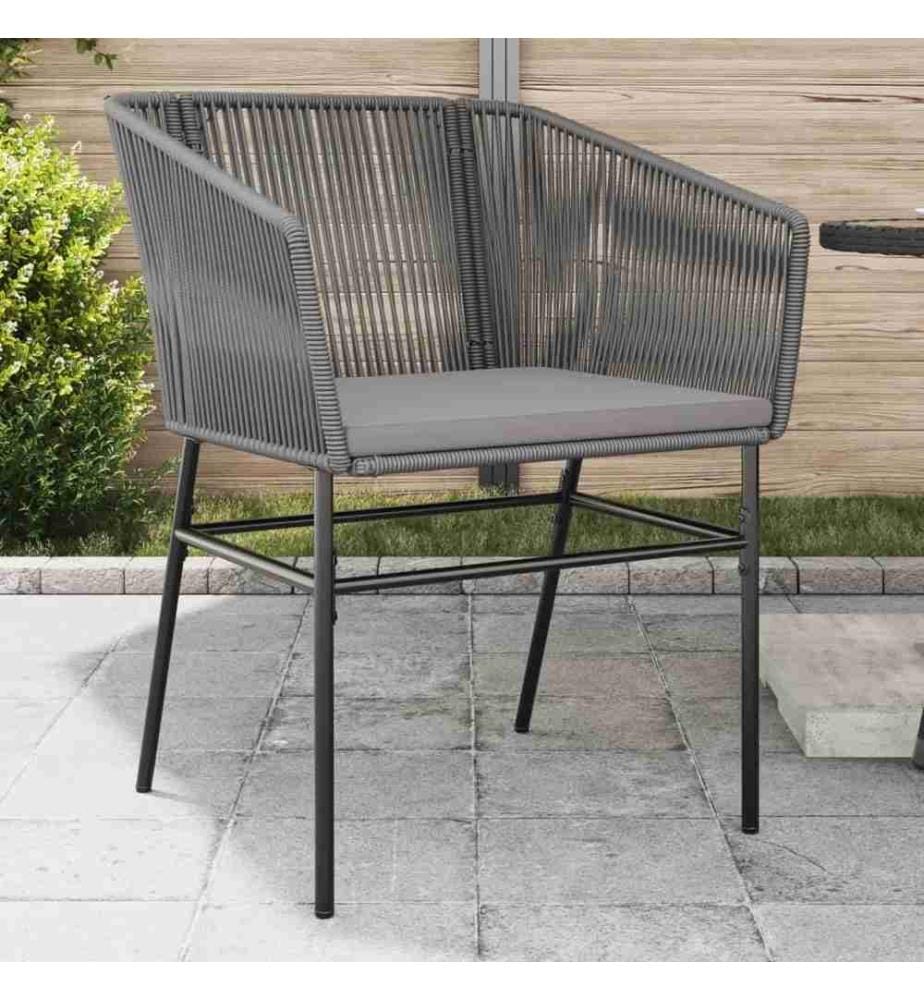 Gartenstühle 2 Stk. mit Kissen Grau Poly Rattan