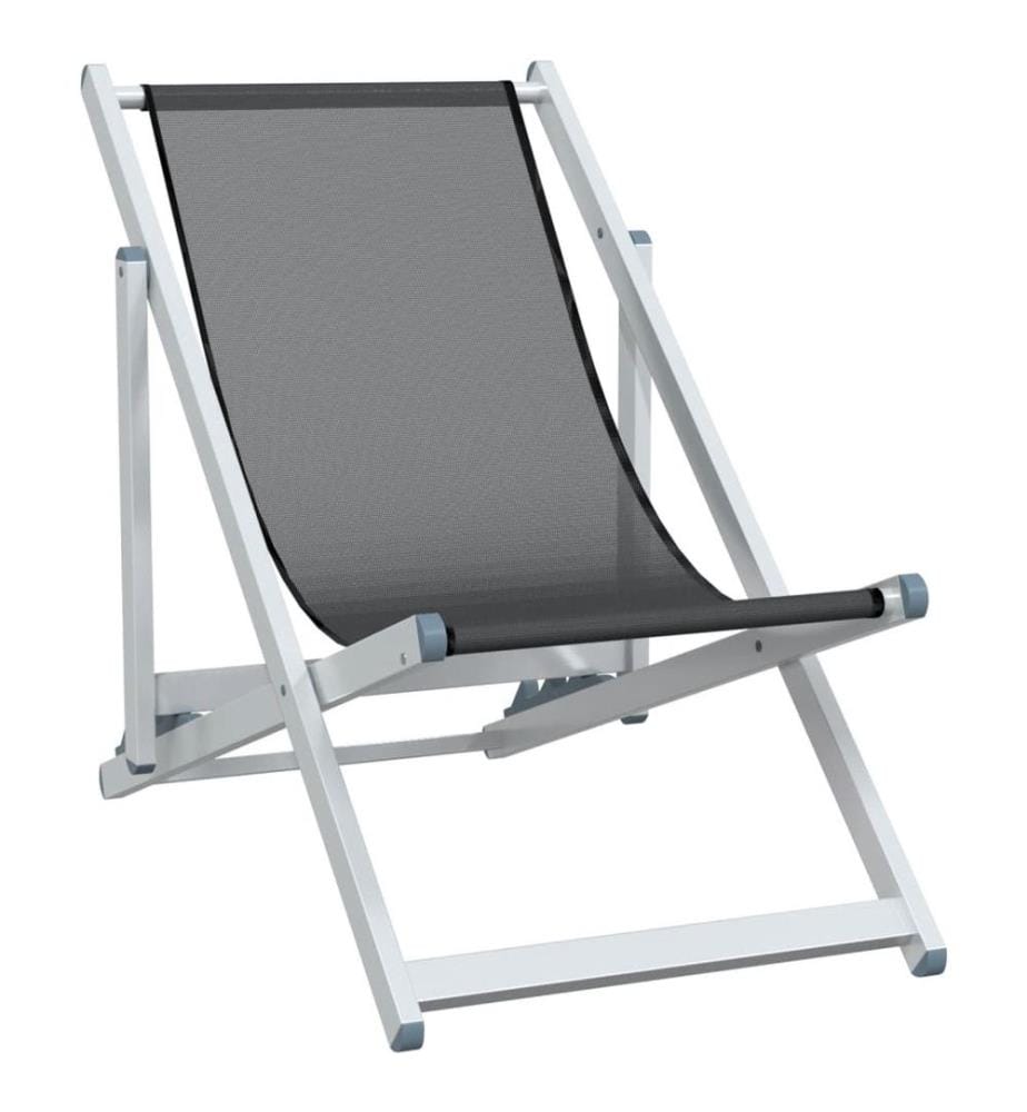 Strandstühle 2 Stk. Klappbar Grau Aluminium und Textilene