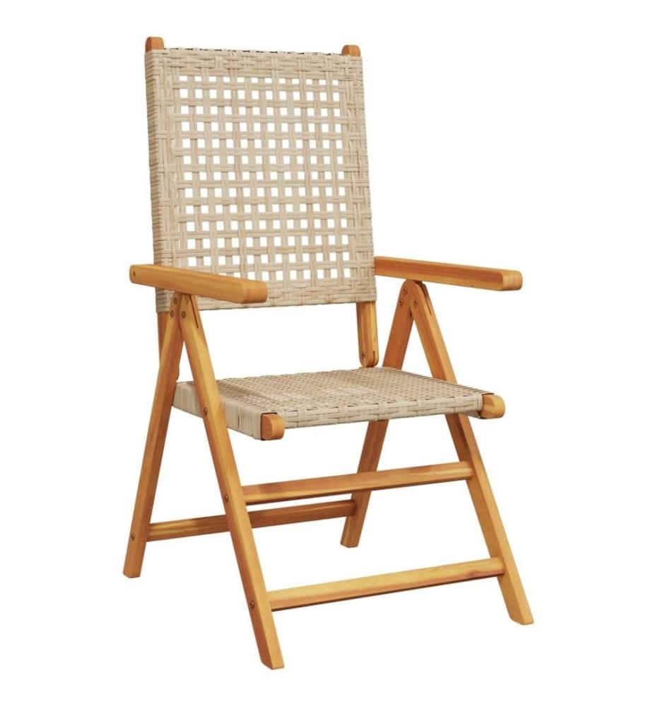Chaises inclinables de jardin lot de 6 beige rotin bois massif