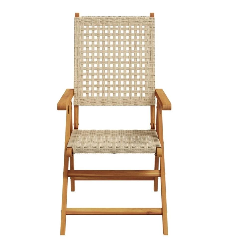 Chaises inclinables de jardin lot de 6 beige rotin bois massif
