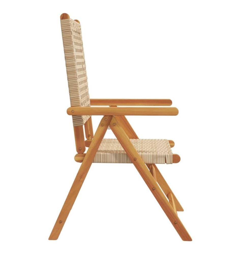 Chaises inclinables de jardin lot de 6 beige rotin bois massif