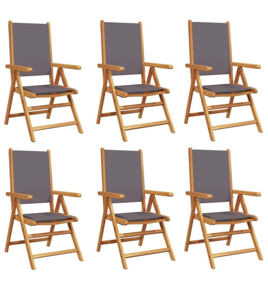 Chaises inclinables de jardin lot de 6 tissu et bois massif