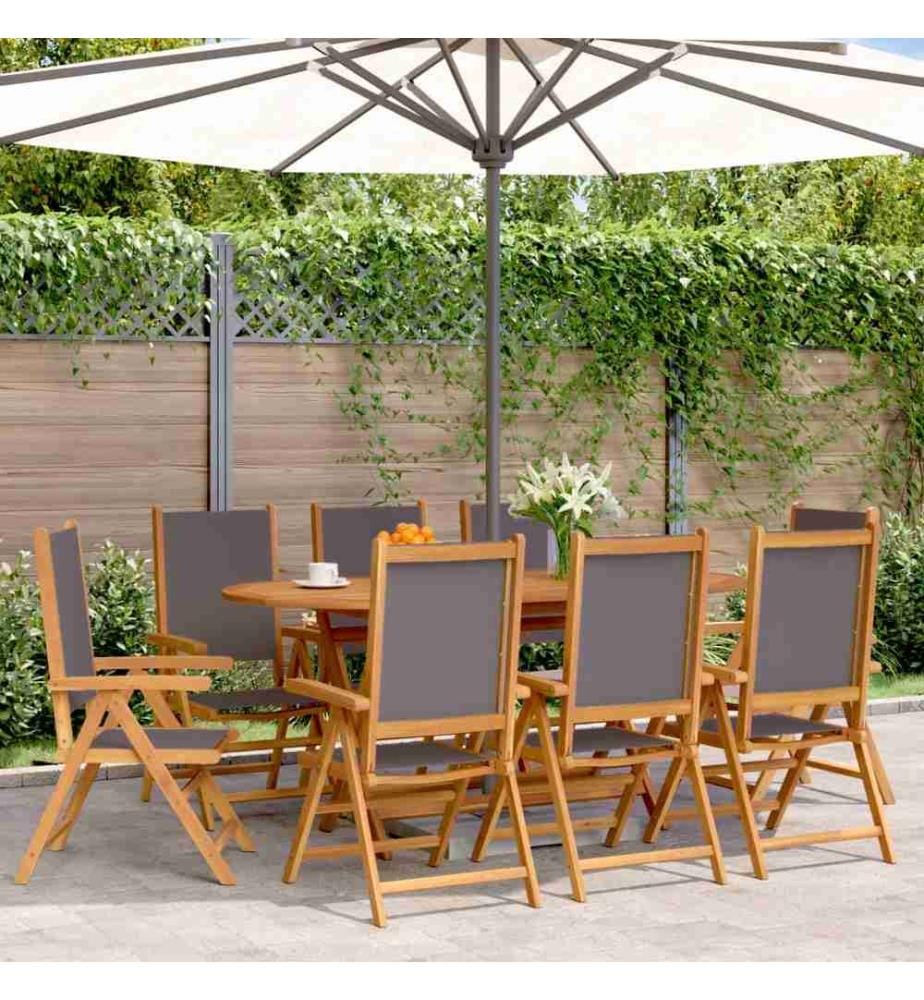 Gartenstuhl Verstellbar 8 Stk. Anthrazit Stoff und Massivholz