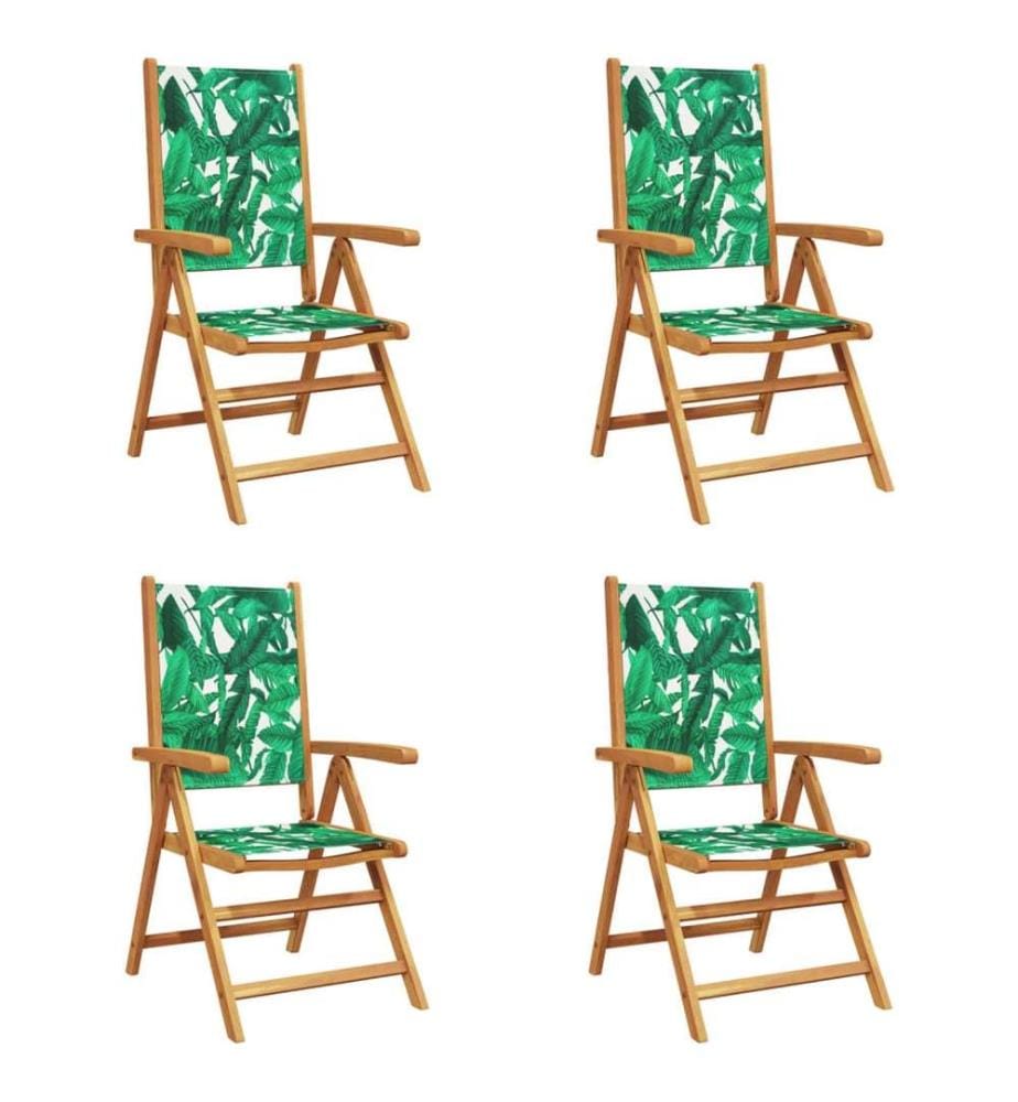 Chaises inclinables de jardin lot de 4 vert tissu bois massif