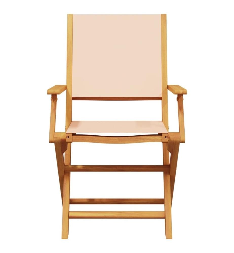 Chaises de jardin pliantes lot de 4 beige tissu et bois massif