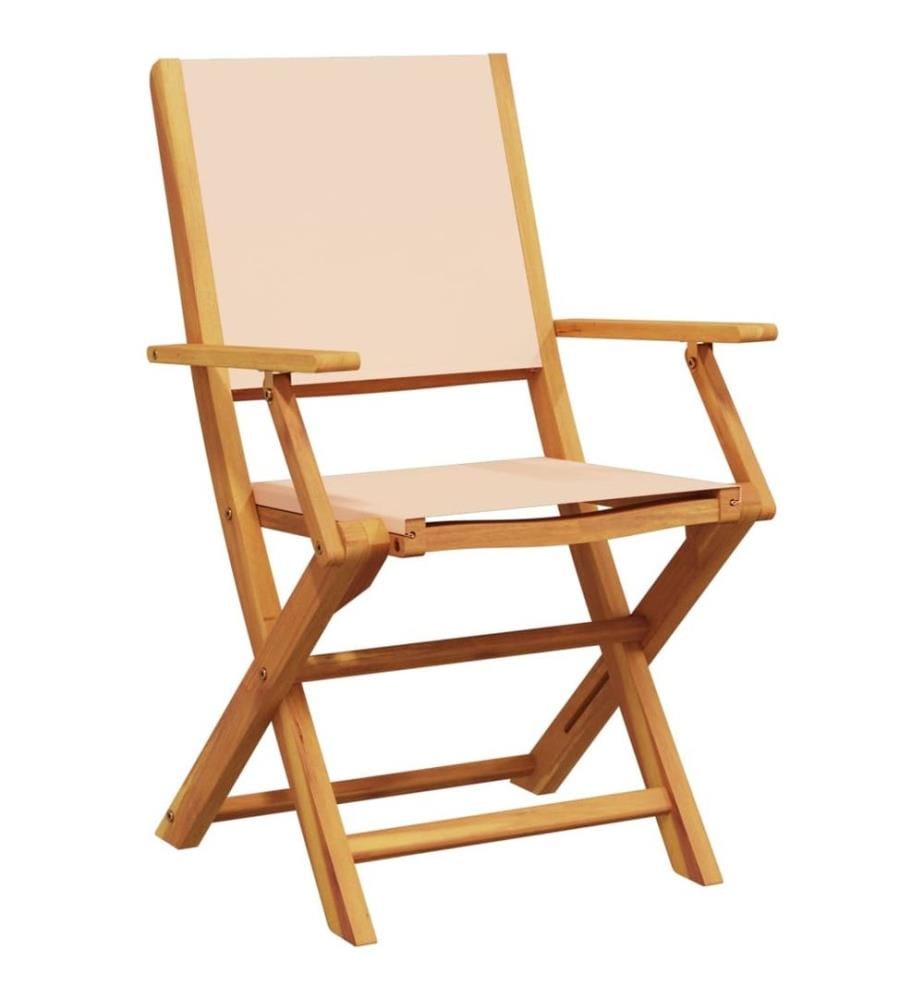 Chaises de jardin pliantes lot de 6 beige tissu et bois massif
