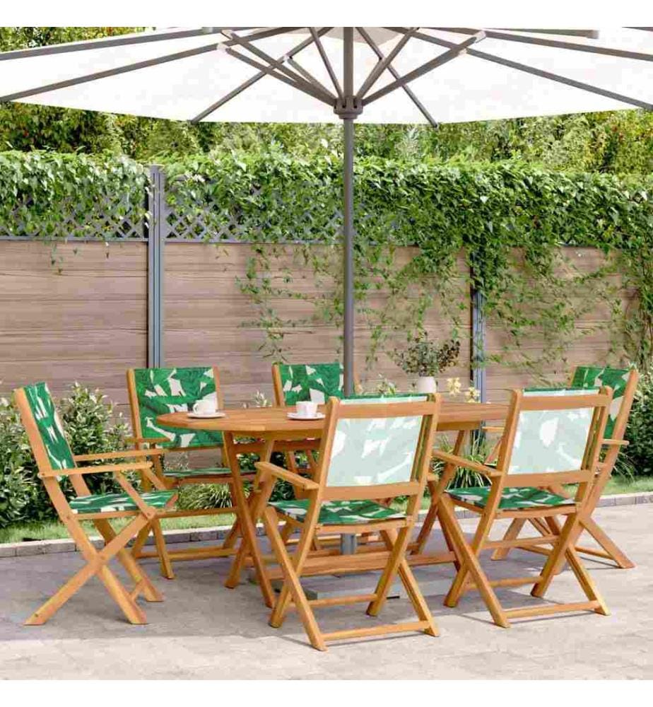Gartenstühle 6 Stk. Klappbar Grün Stoff und Massivholz