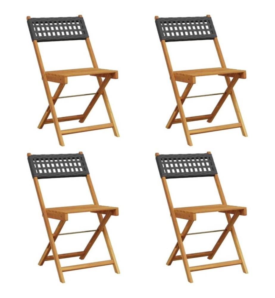Gartenstühle 4 Stk. Klappbar Schwarz Poly Rattan & Massivholz