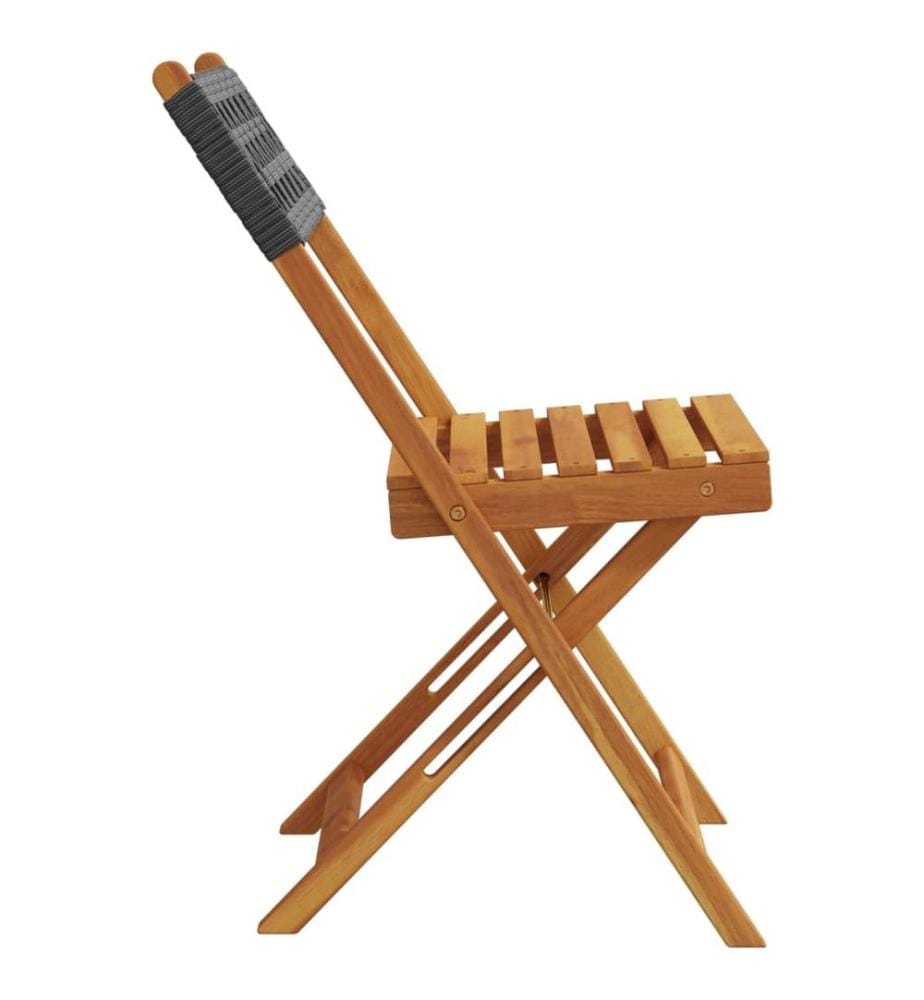 Chaises de jardin pliantes lot de 8 noir poly rotin bois massif