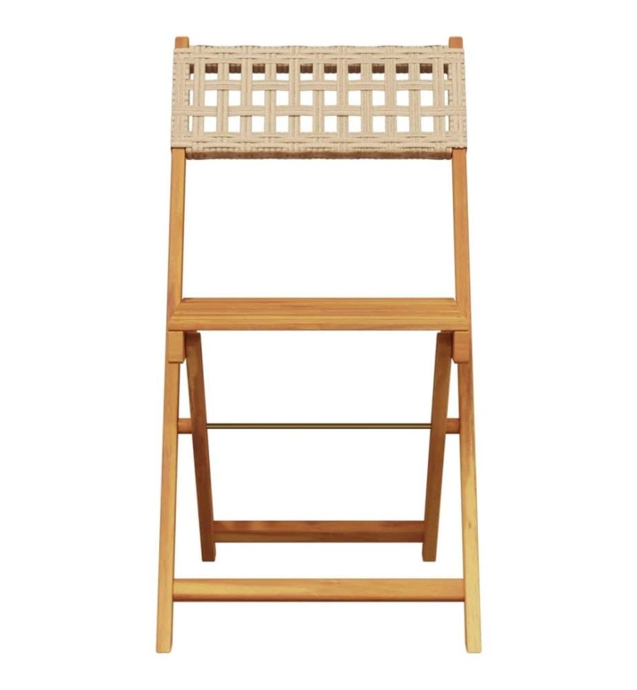 Gartenstühle 6 Stk. Klappbar Beige Poly Rattan & Massivholz
