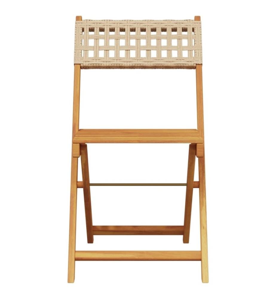 Chaises de jardin pliantes lot de 8 beige rotin et bois massif