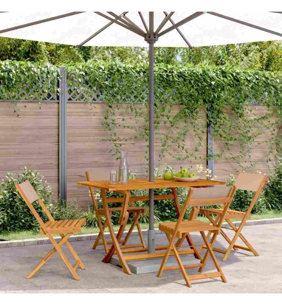 Chaises de jardin pliantes lot de 4 taupe tissu et bois massif