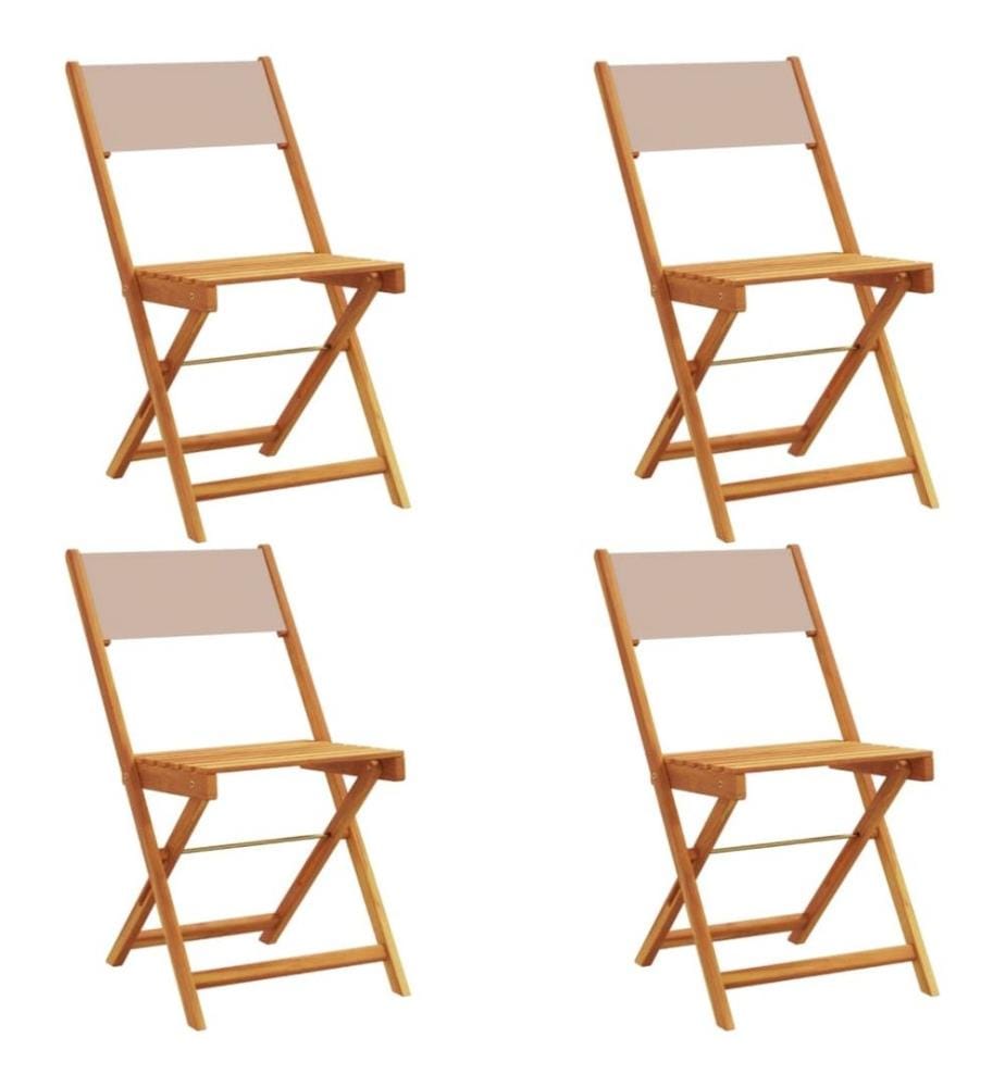 Chaises de jardin pliantes lot de 4 taupe tissu et bois massif