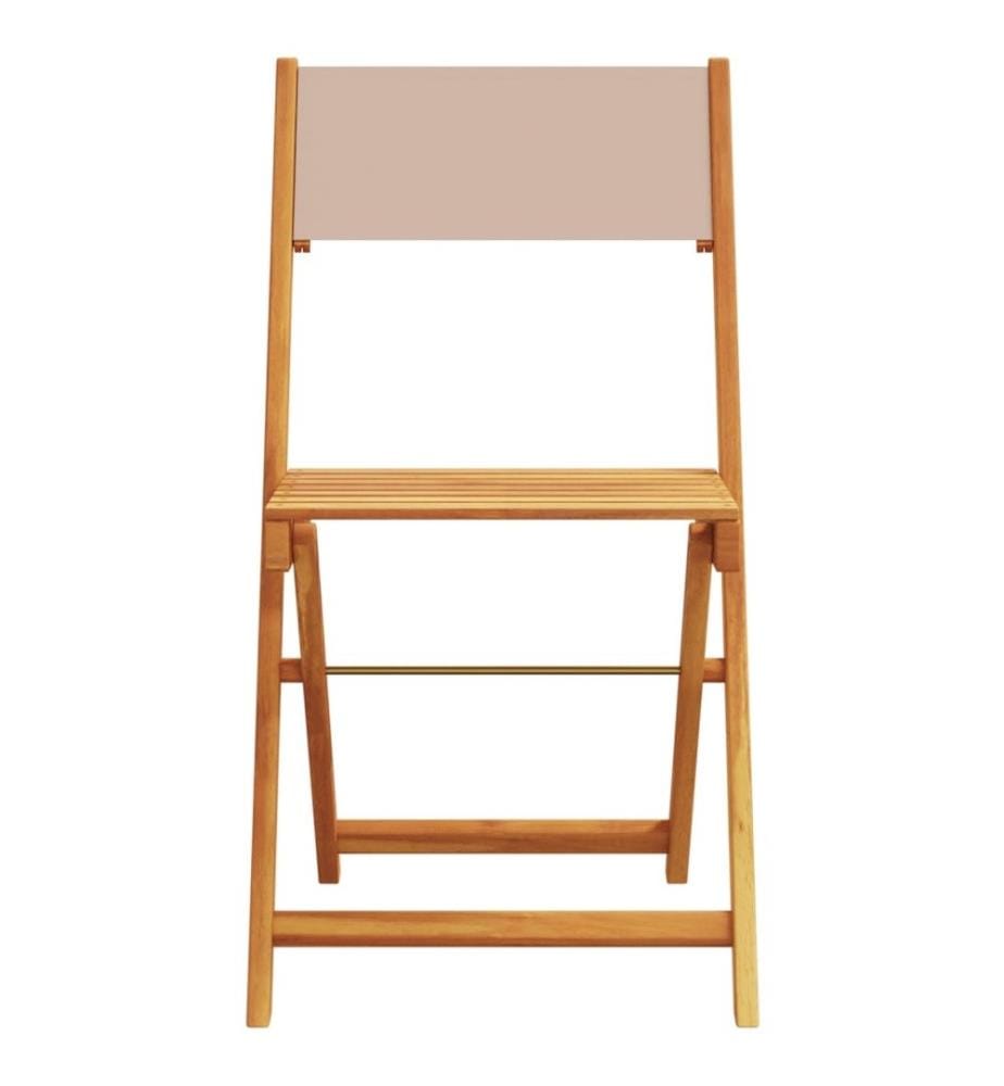 Chaises de jardin pliantes lot de 8 taupe tissu et bois massif