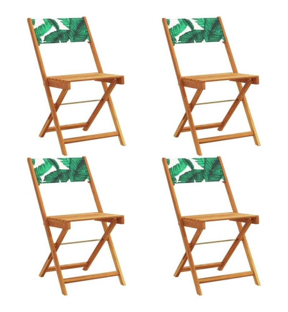 Chaises de jardin pliantes lot de 4 vert tissu et bois massif