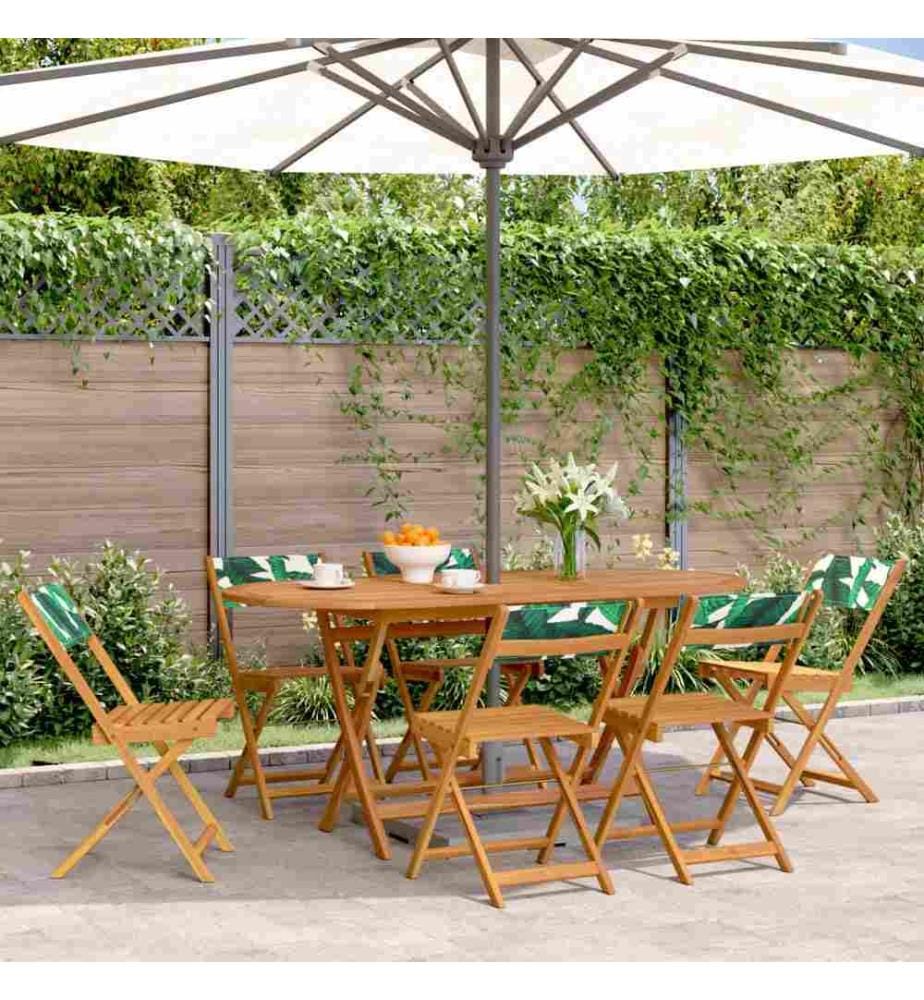 Chaises de jardin pliantes lot de 6 vert tissu et bois massif