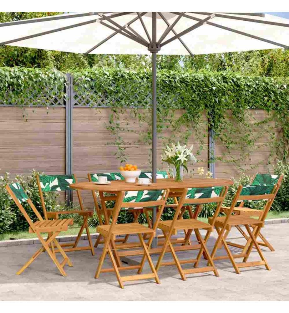 Chaises de jardin pliantes lot de 8 vert tissu et bois massif