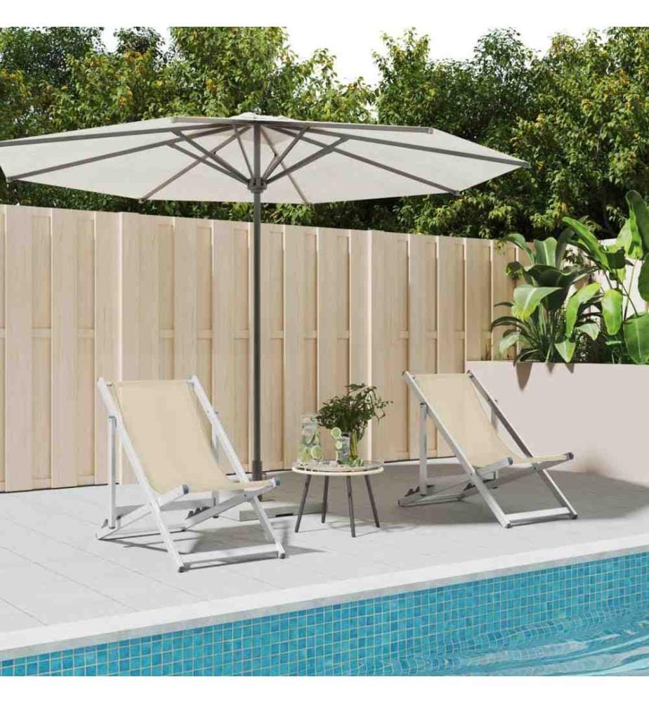 Strandstühle 2 Stk. Klappbar Creme Aluminium und Textilene