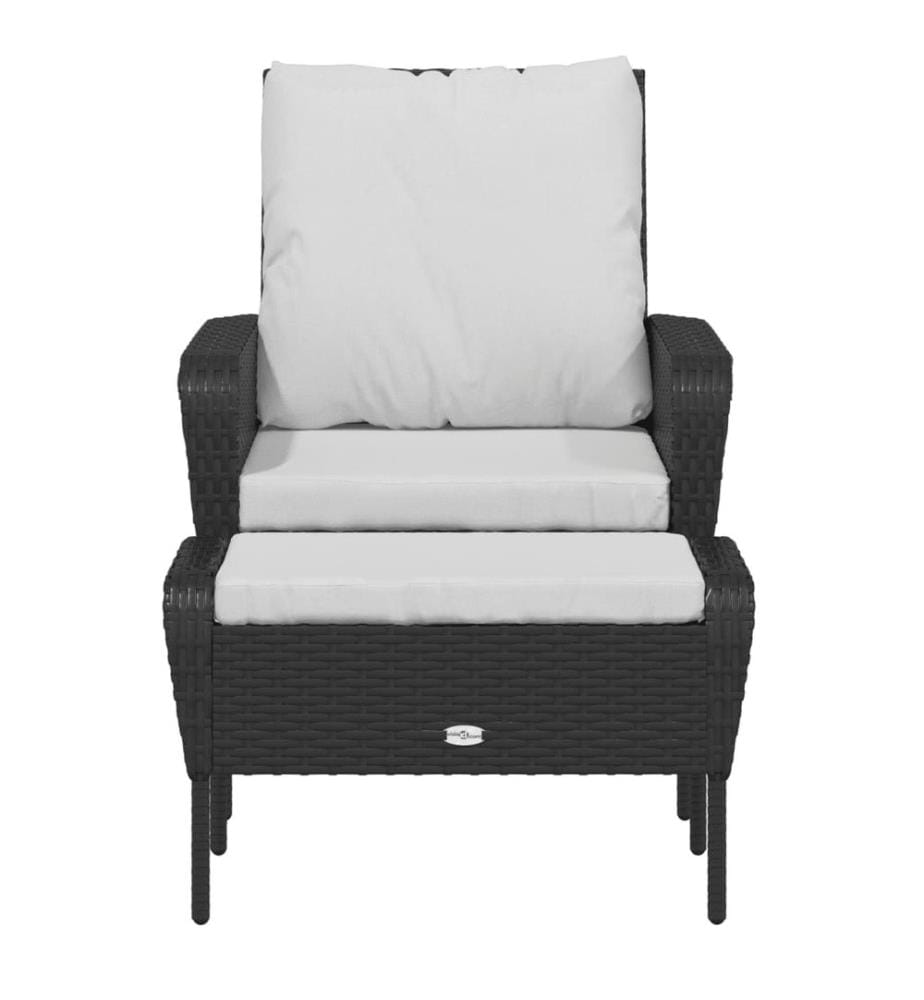 Chaise de jardin avec tabouret noir résine tressée