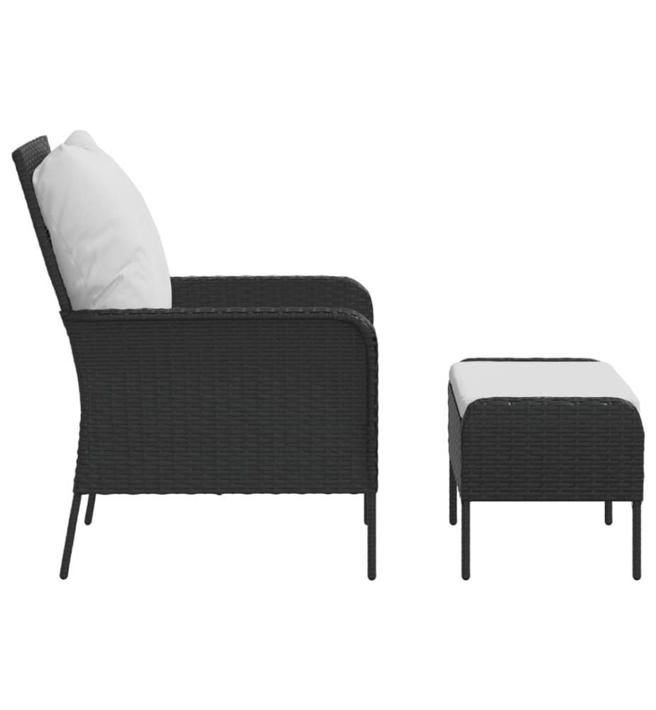 Chaise de jardin avec tabouret noir résine tressée