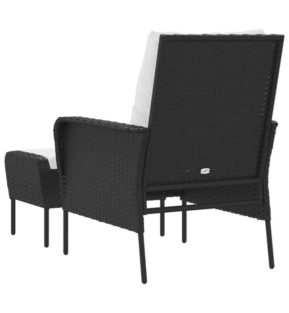 Chaise de jardin avec tabouret noir résine tressée