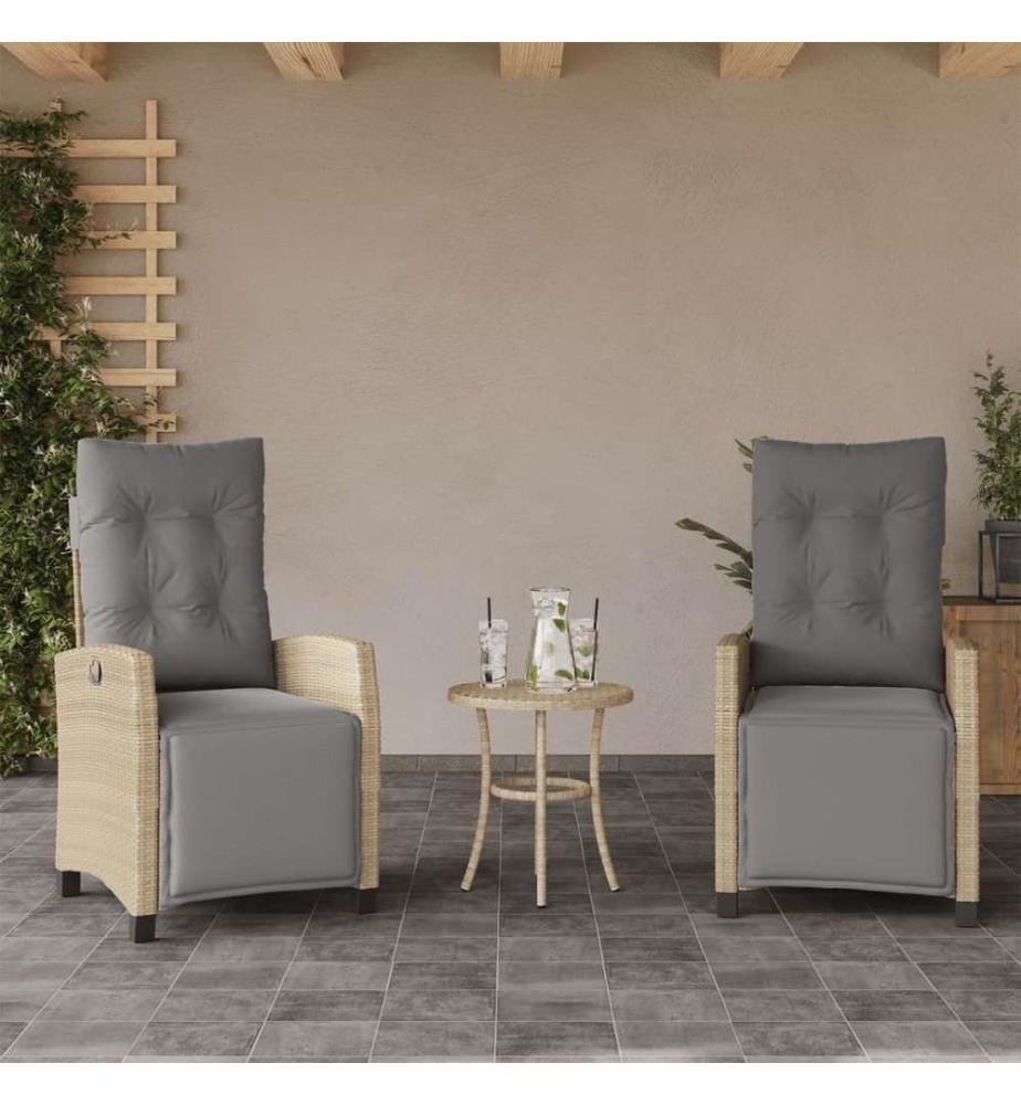 Gartensessel mit Fussteil 2 Stk. Verstellbar Poly Rattan
