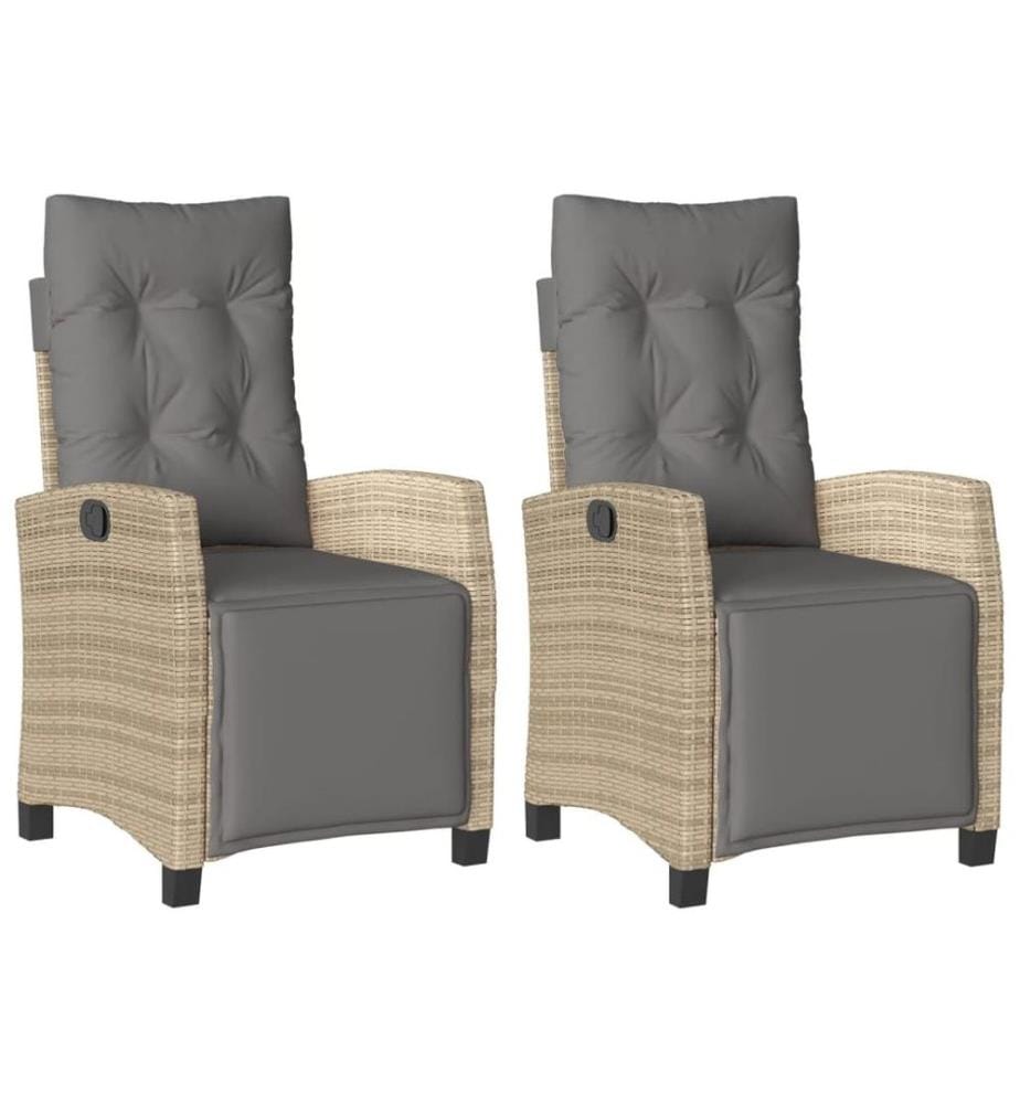 Gartensessel mit Fussteil 2 Stk. Verstellbar Poly Rattan