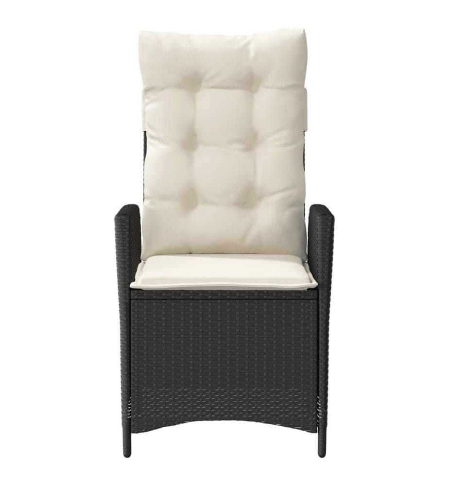 Gartensessel Verstellbar mit Kissen Schwarz Poly Rattan