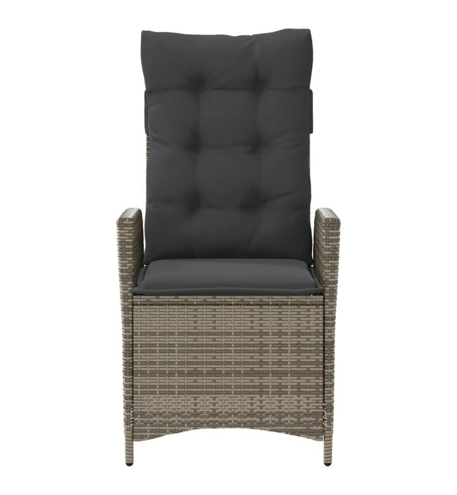 Chaise inclinable de jardin avec coussins gris résine tressée