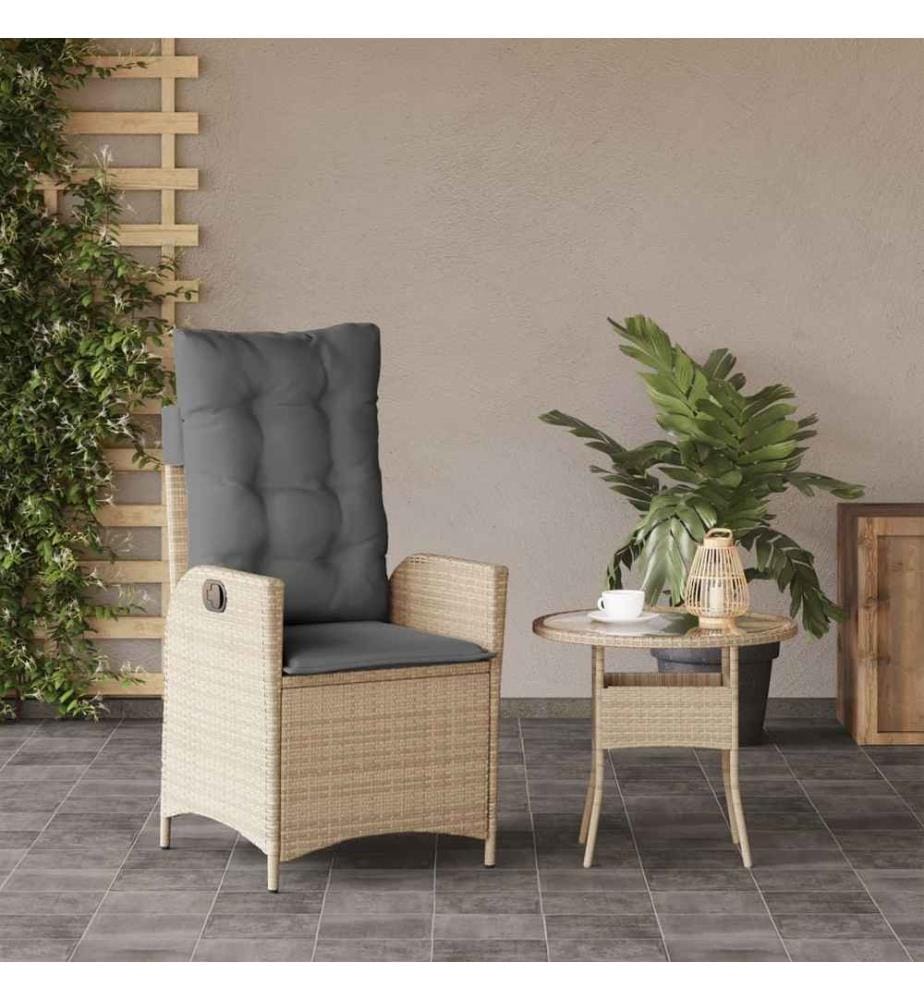 Gartensessel mit Kissen Verstellbar Beigemischung Poly Rattan