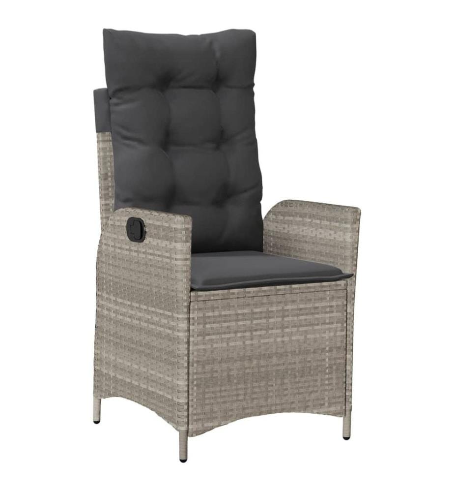 Chaise inclinable de jardin coussins gris clair résine tressée