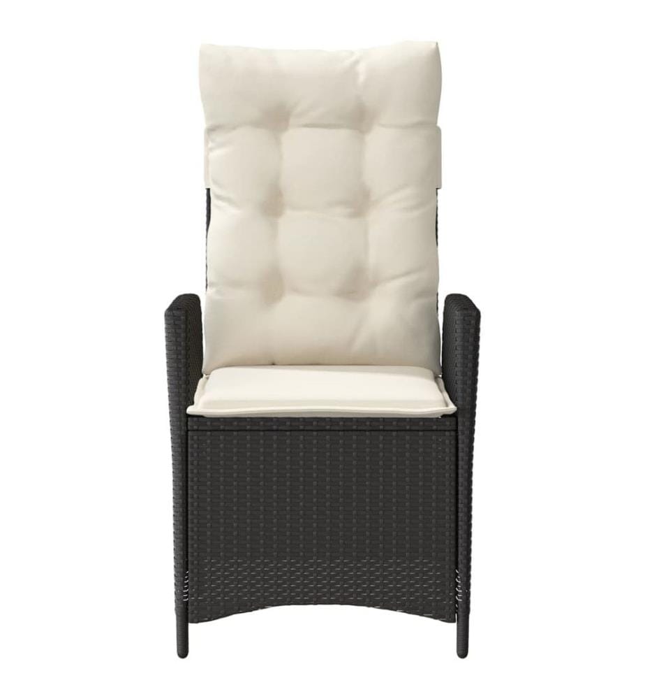 Chaises inclinables de jardin lot de 2 et coussins noir rotin