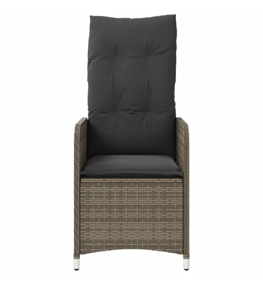 Chaise inclinable de jardin avec coussins gris résine tressée